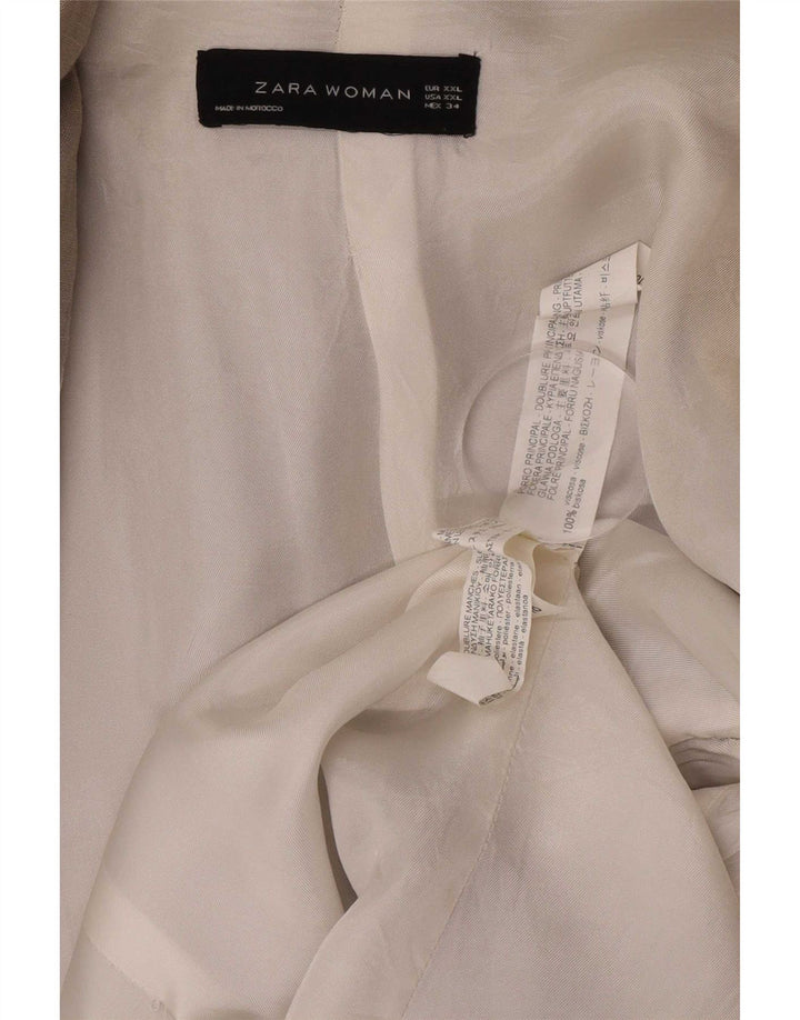 Zara Dame 3/4 ærmet åben blazerjakke UK 22 2XL Grå viskose