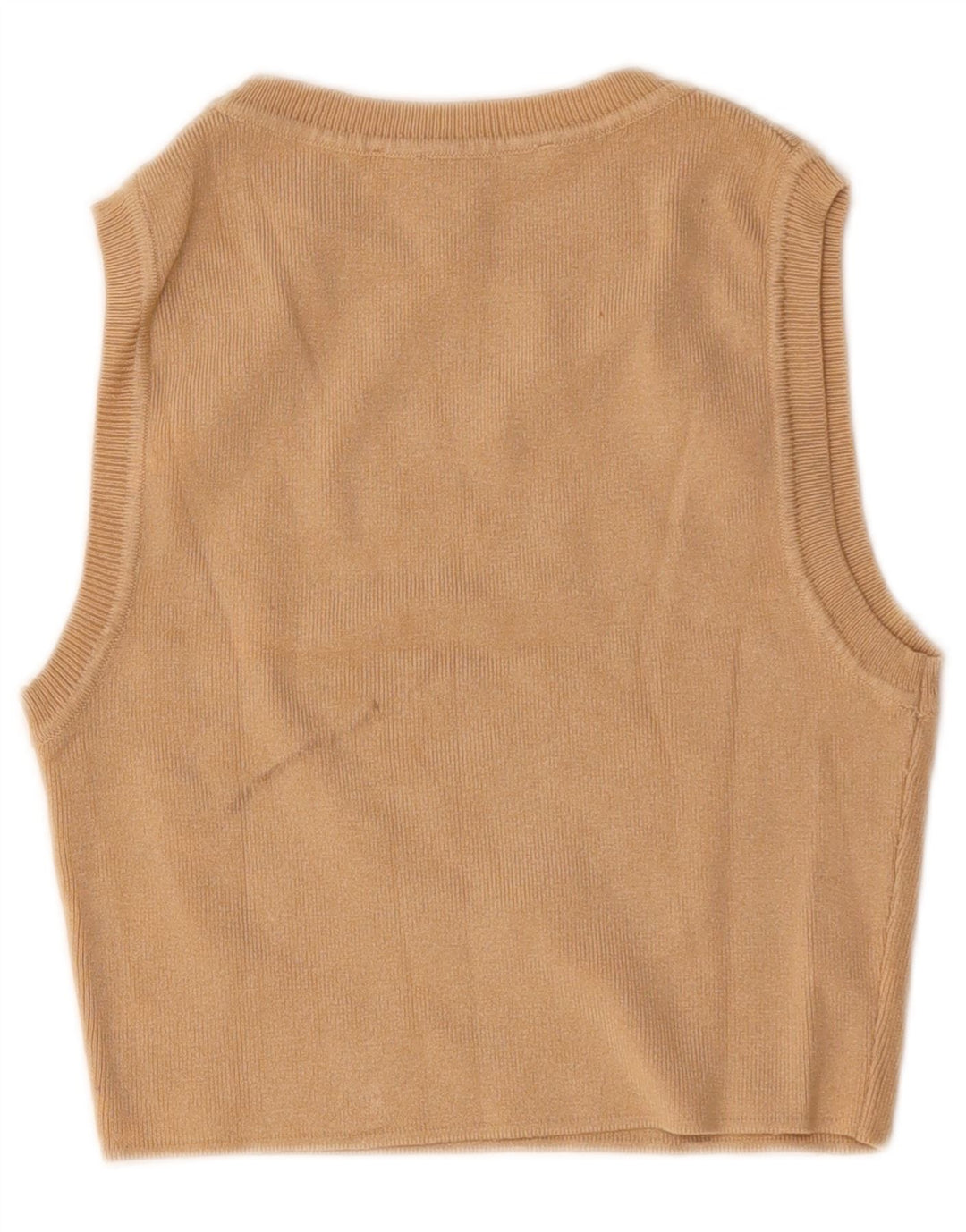 Zara Womens Crop Vest Top UK 12 Medium Beige Viscose
