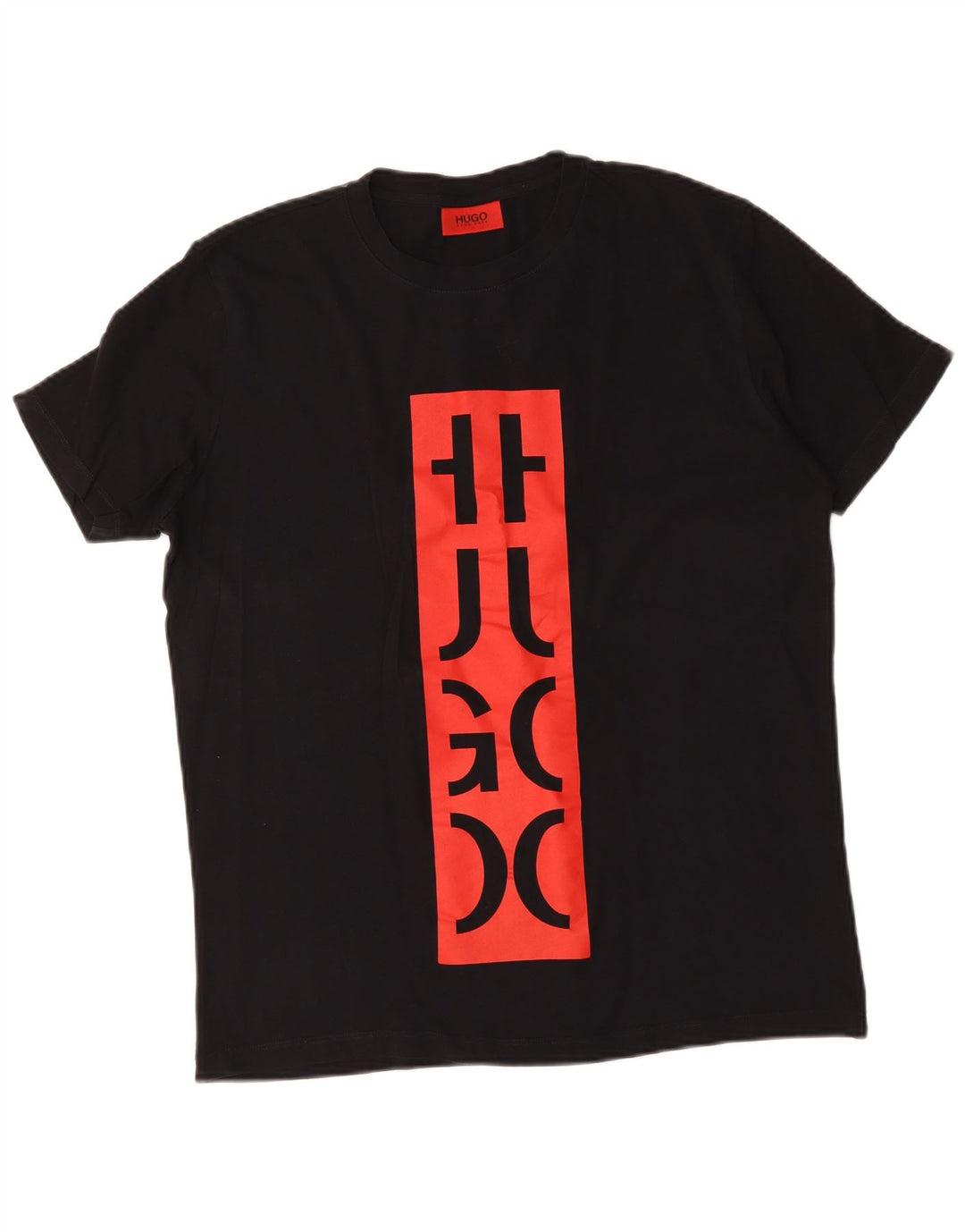 Hugo Boss Herre Grafisk T-Shirt Top Stor Sort Colourblock