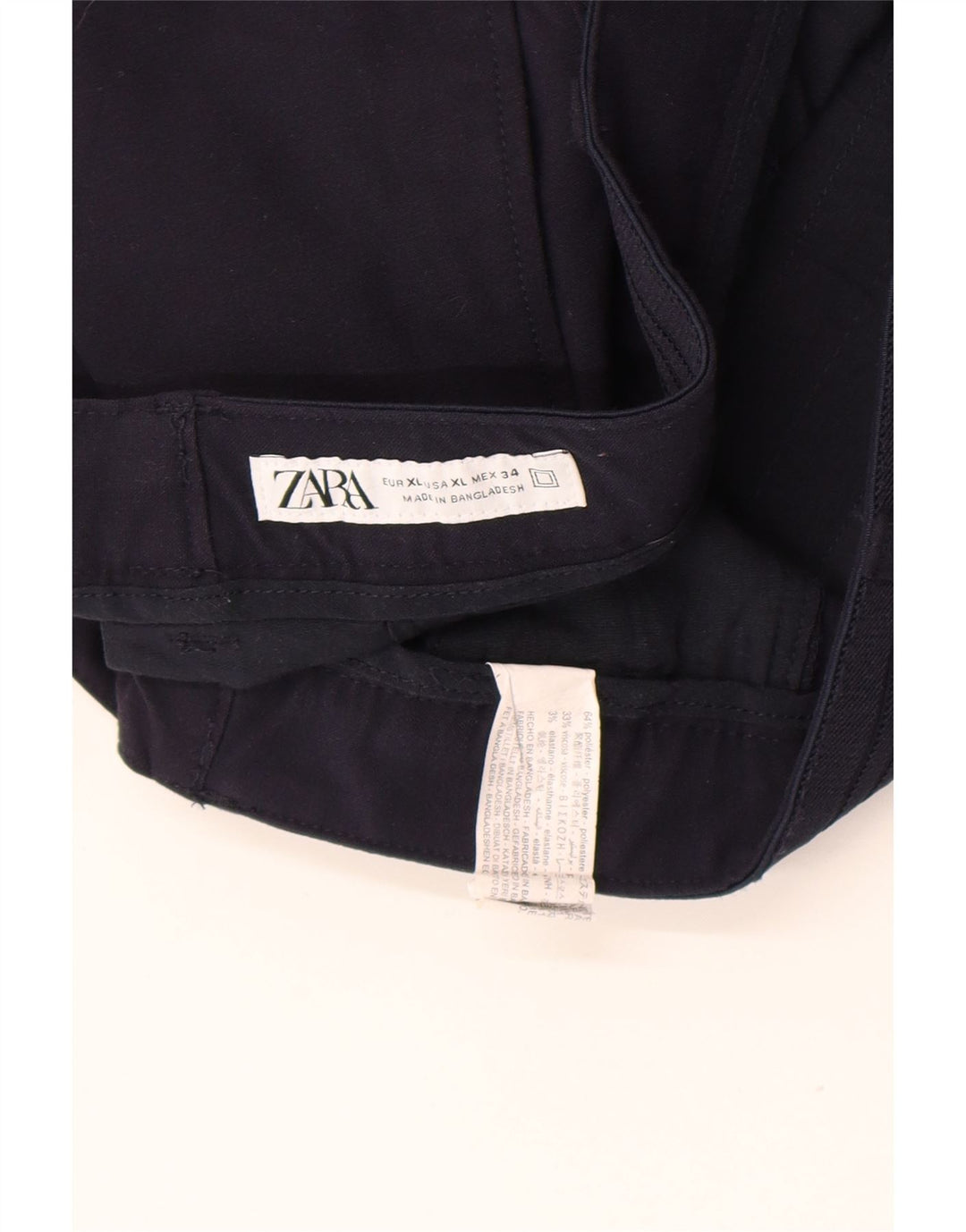 Zara Dame Slim Chino Bukser XL W34 L31 Marineblå Polyester