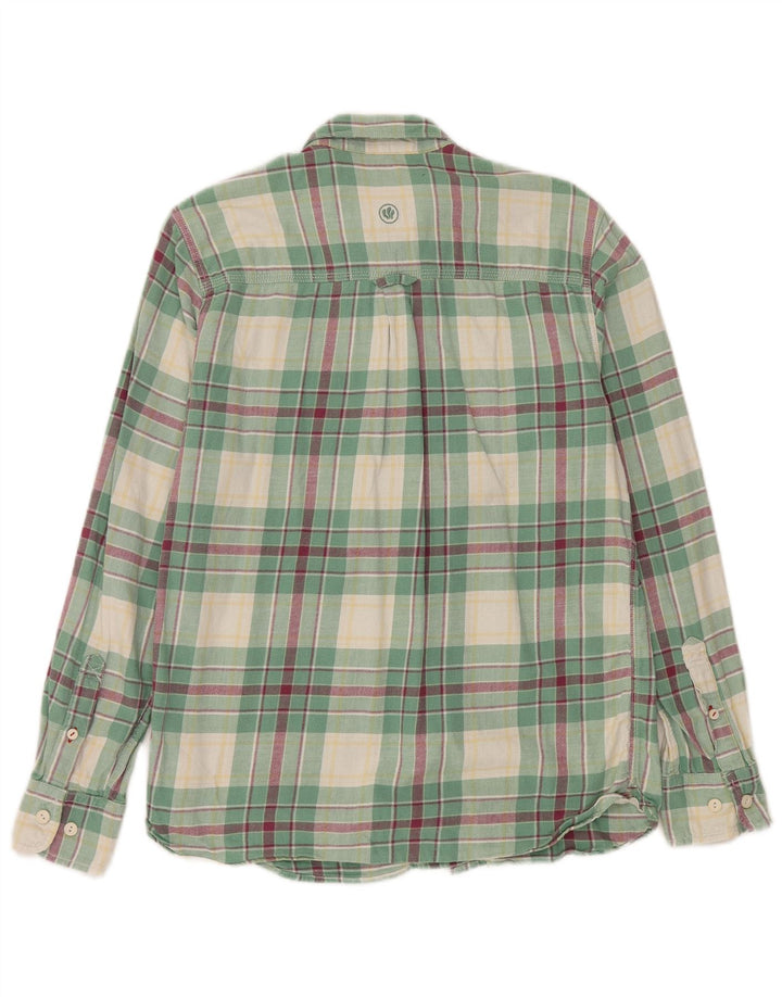 Fat Face Herre Flanellskjorte Lille Grøn Plaid Bomuld