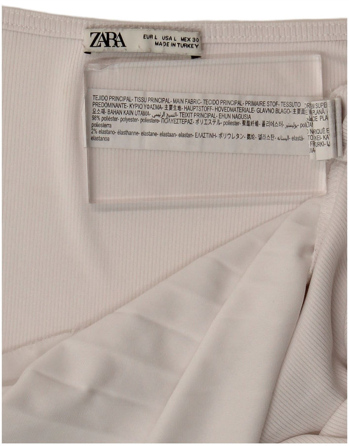 Zara Dame Bluse Top UK 16 Large White Polyester