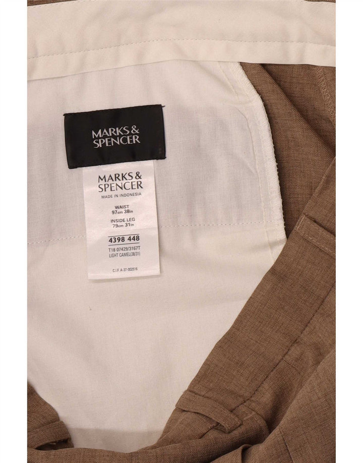 MARKS & SPENCER Lige jakkesæt til mænd W38 L31 Beige polyester