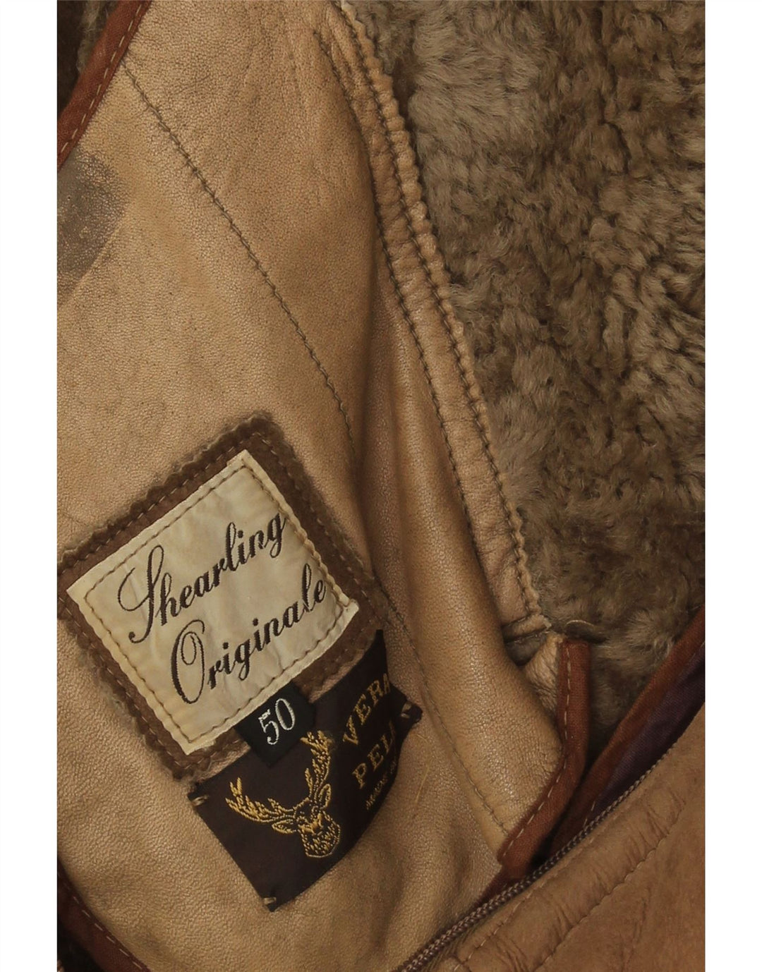 Vintage Herre Shearling Jacket IT 50 Large Brown Shearling