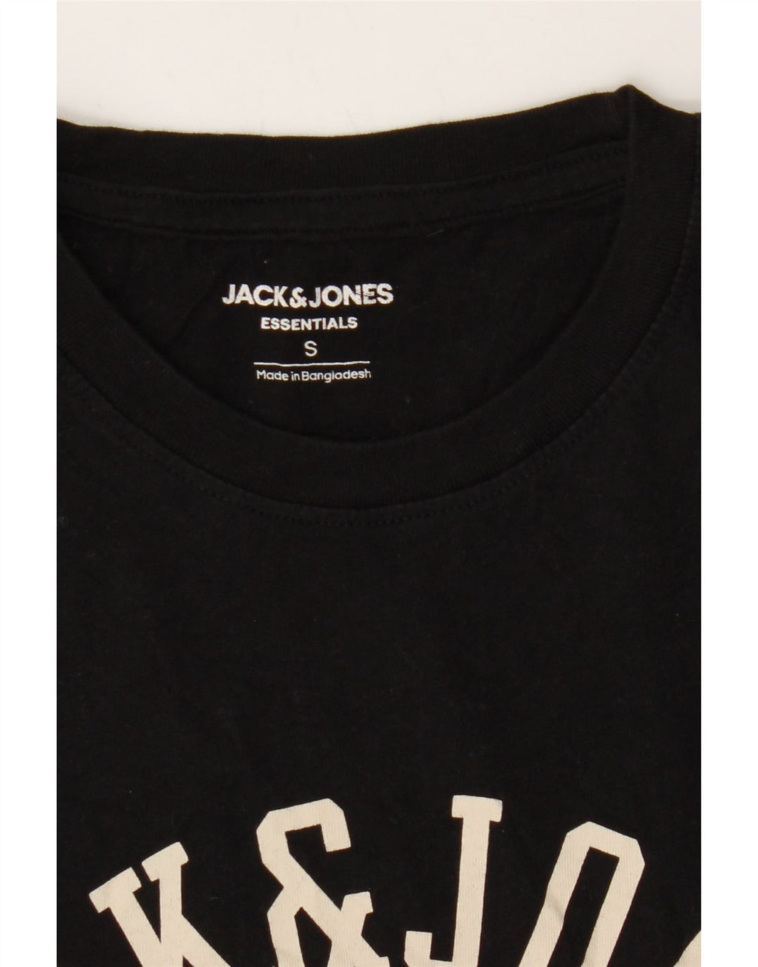 JACK & JONES Mens Graphic T-Shirt Top Small Black Vintage Jack & Jones and Second-Hand Jack & Jones from Messina Hembry 