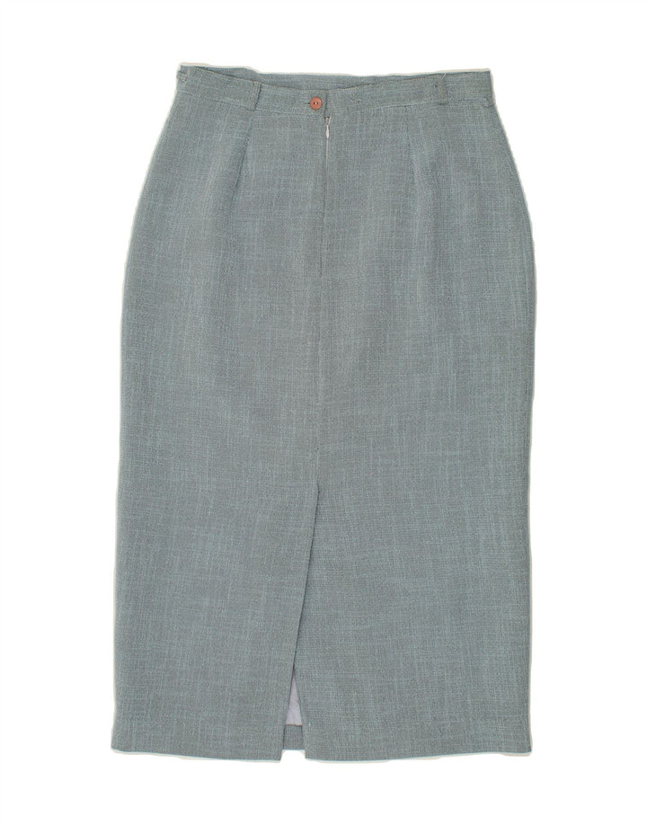 VINTAGE Womens Midi Skirt UK 14 Large W32  Blue Polyester Vintage Vintage and Second-Hand Vintage from Messina Hembry 