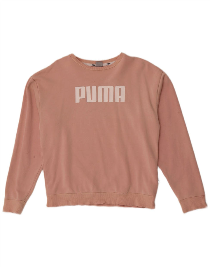 Puma Dame Grafisk Oversized Sweatshirt Jumper UK 10 Small Pink Bomuld