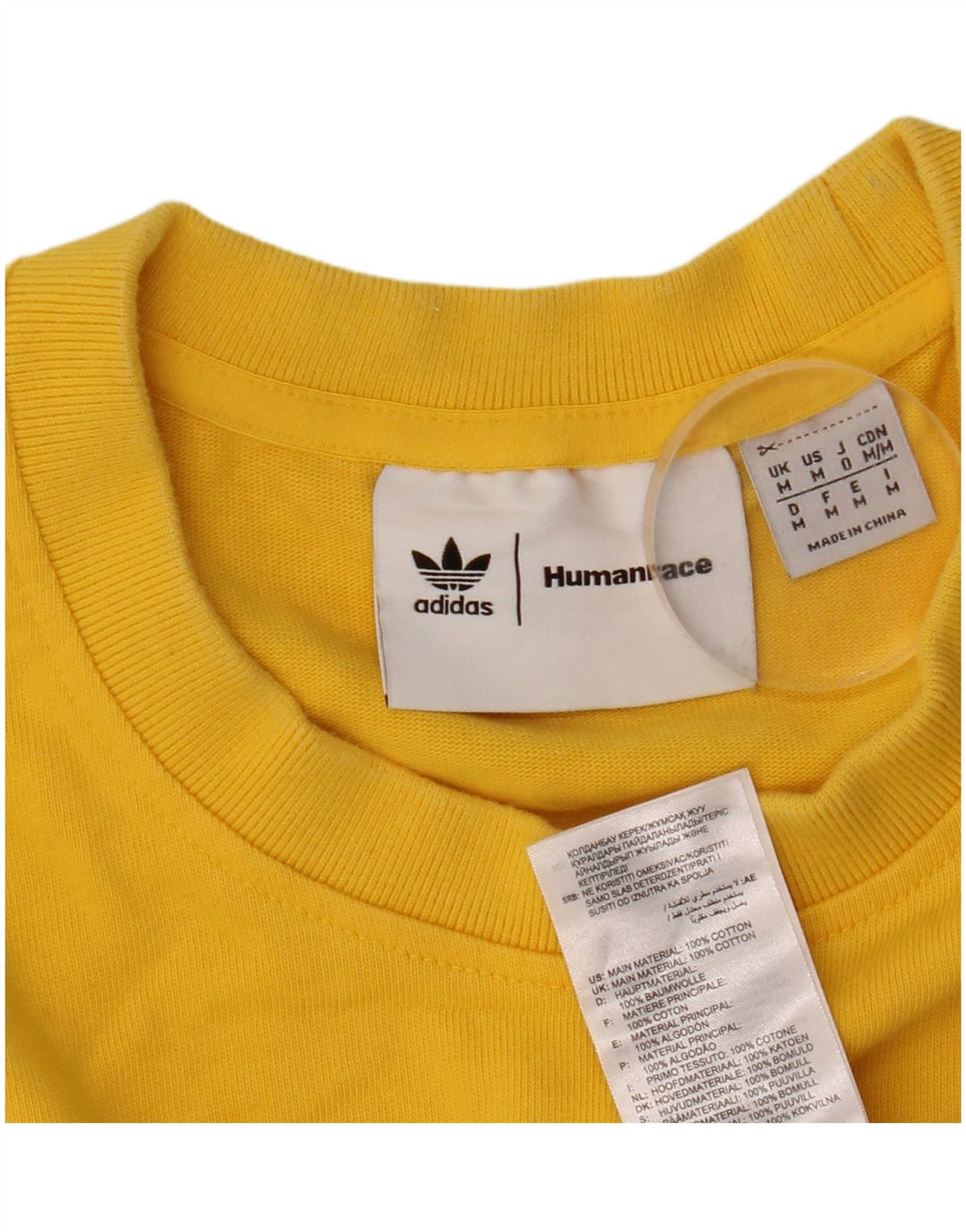 Adidas Herre Humanrace T-Shirt Top Medium Gul Bomuld