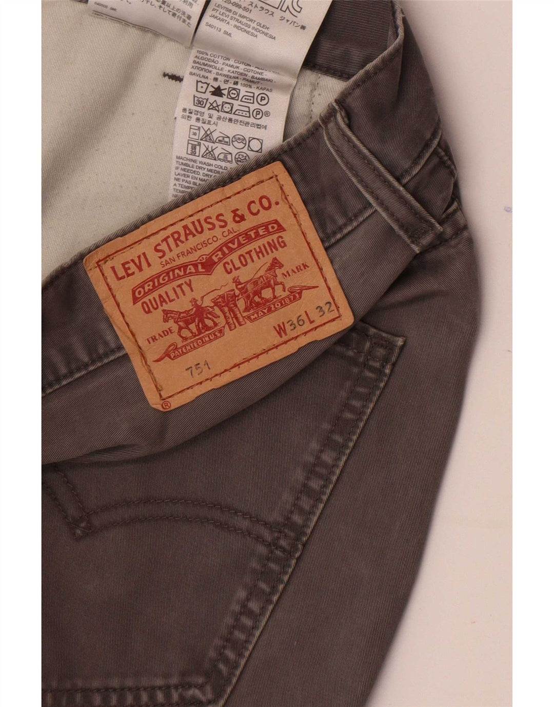 Levi's Herre 751 Straight Jeans W36 L32 Grå Bomuld