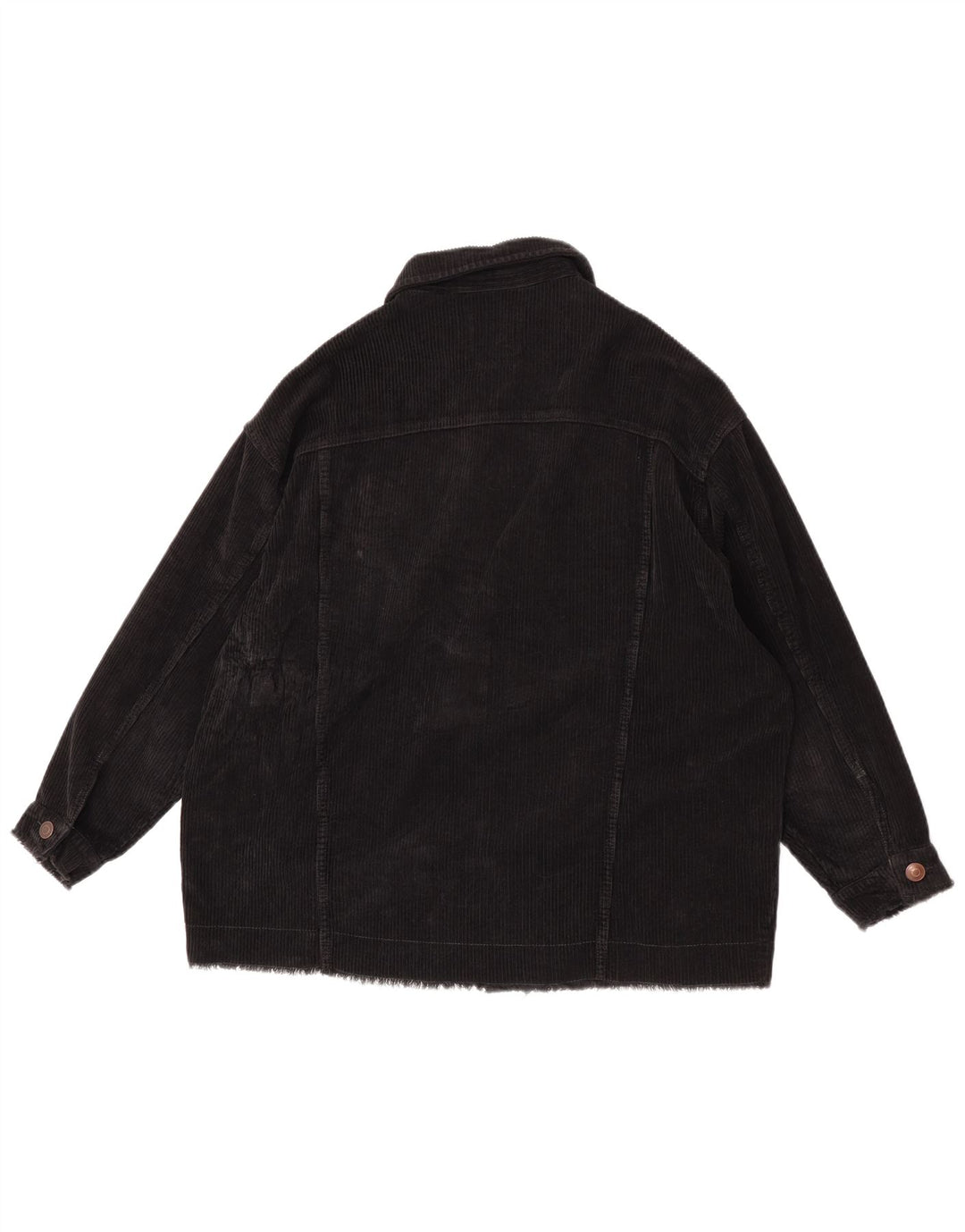 Zara Dame Oversized Corduroy Jacket UK 6 XS Sort Bomuld