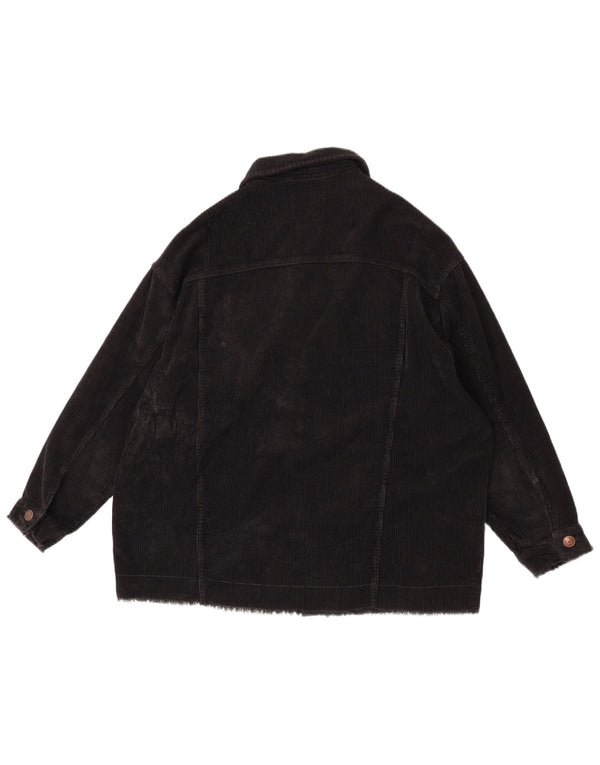 Zara Dame Oversized Corduroy Jacket UK 6 XS Sort Bomuld