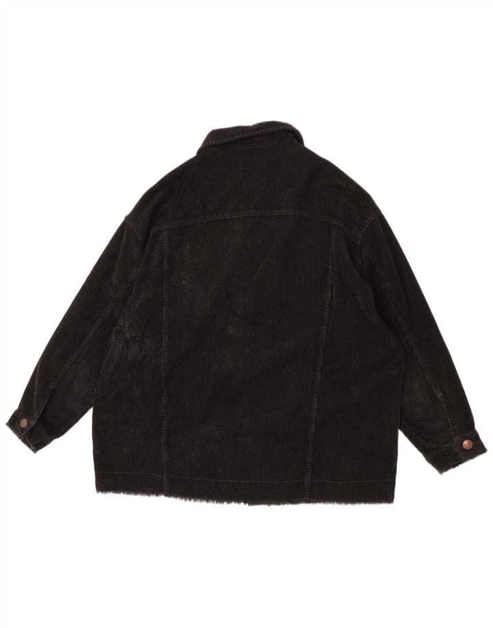 Zara Dame Oversized Corduroy Jacket UK 6 XS Sort Bomuld