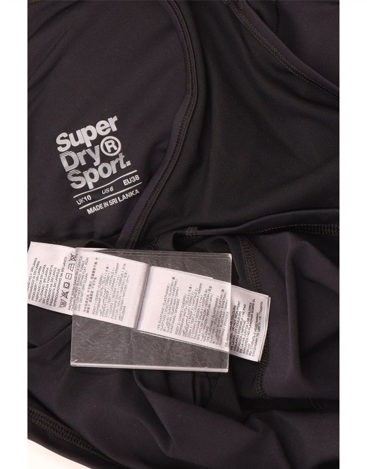Superdry Womens Grafisk Vest Top UK 10 Small Black Nylon