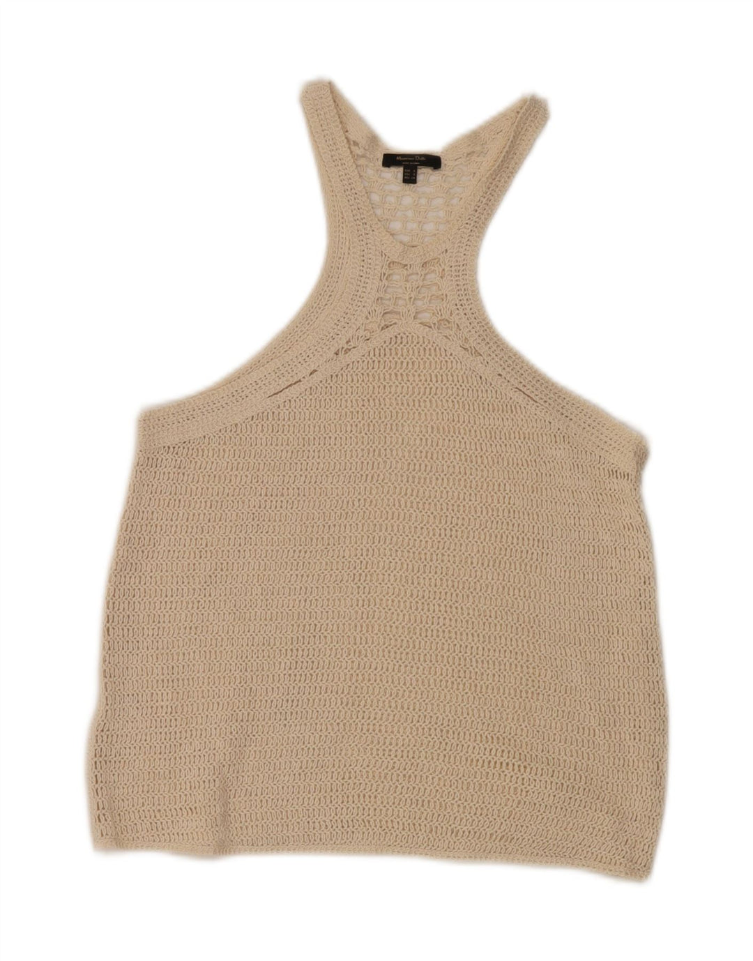Massimo Dutti Dame hæklet Vest Top UK 10 Small Beige