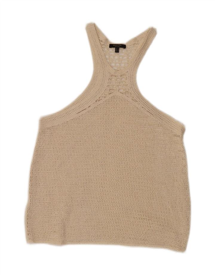 Massimo Dutti Dame hæklet Vest Top UK 10 Small Beige