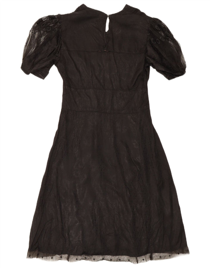 Vintage Dame Maxi Dress UK 12 Medium Black Floral