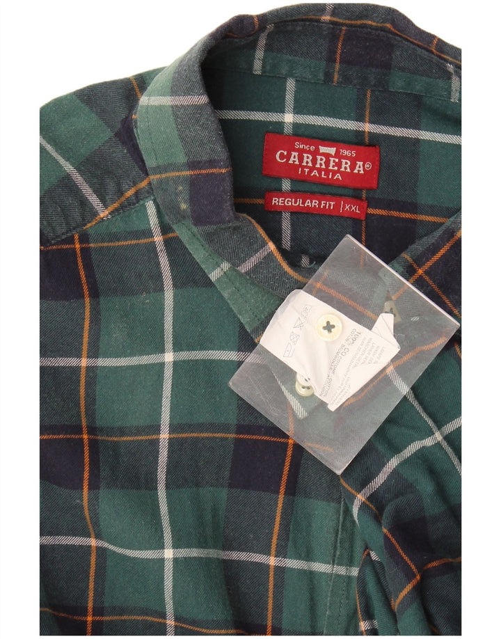 Carrera Herre Regular Fit Flanellskjorte 2XL Grøn ternet bomuld