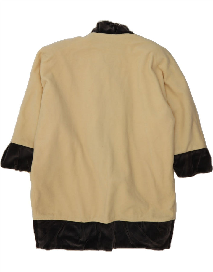 VINTAGE Womens Fleece Coat UK 14 Medium Beige Polyester Vintage Vintage and Second-Hand Vintage from Messina Hembry 