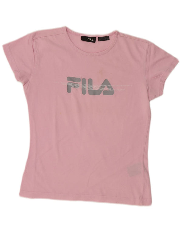 FILA Womens Crop Graphic T-Shirt Top UK 10 Small Pink