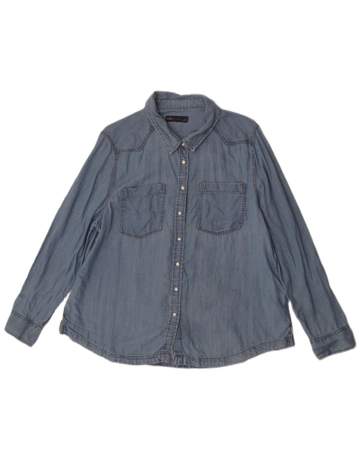 Marks & Spencer Dame Denim Shirt UK 18 XL Blå Lyocell