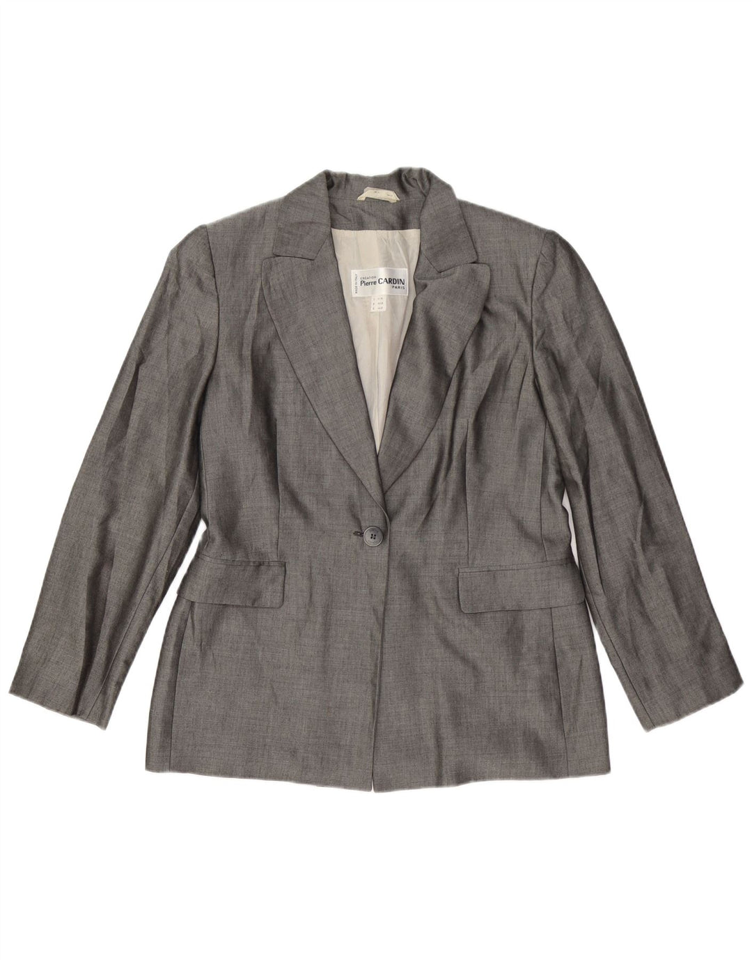 PIERRE CARDIN Dame 1-knaps blazerjakke IT 44 Medium Grå Viscose