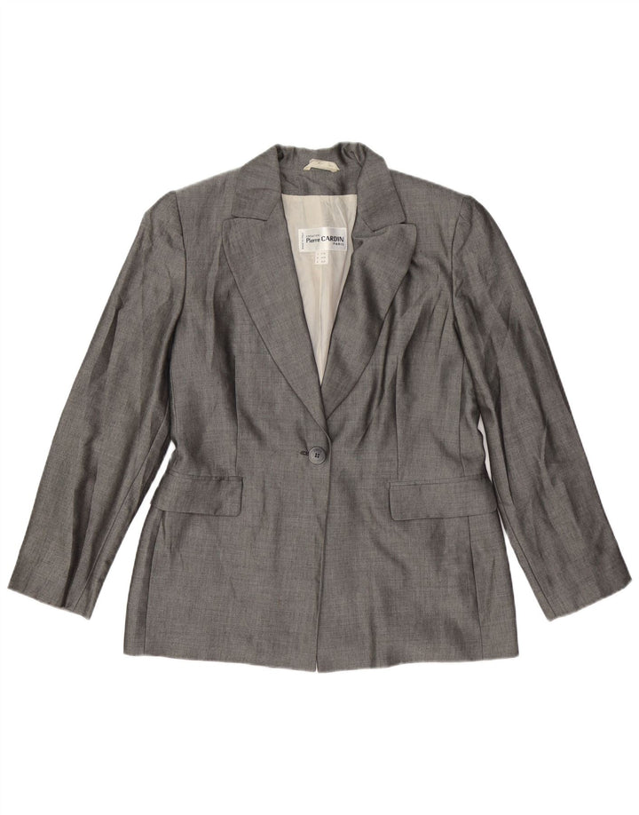 PIERRE CARDIN Dame 1-knaps blazerjakke IT 44 Medium Grå Viscose