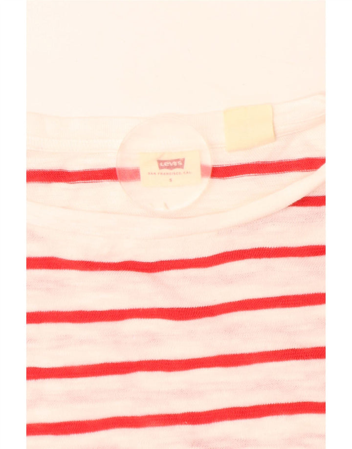 Levi's Dame Oversized Top Langærmet UK 10 Lille Hvid Stribet