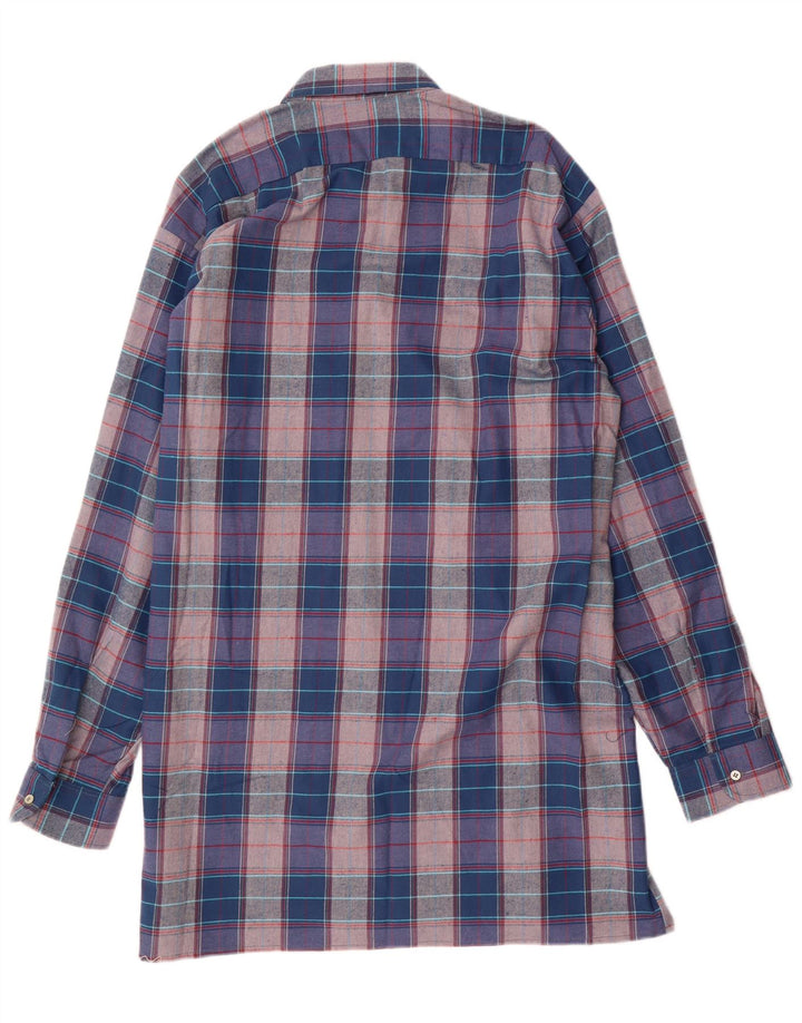 Vintage herre flannel skjorte str. 41 Stor blå ternet bomuld