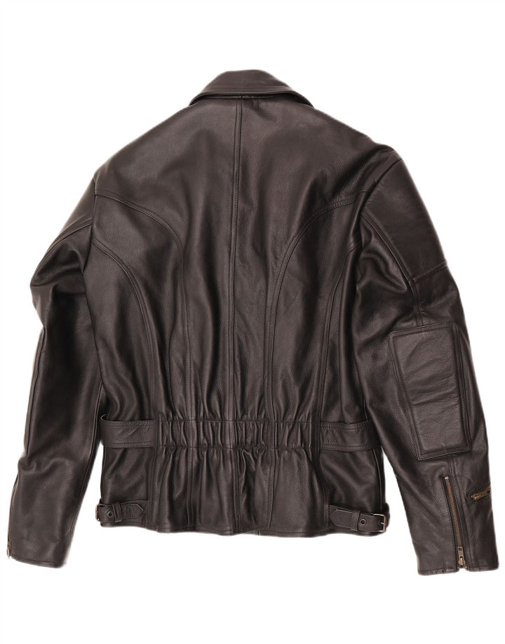 Modeka Dame Motorcykel Biker Jacket UK 16 Stor Sort Læder