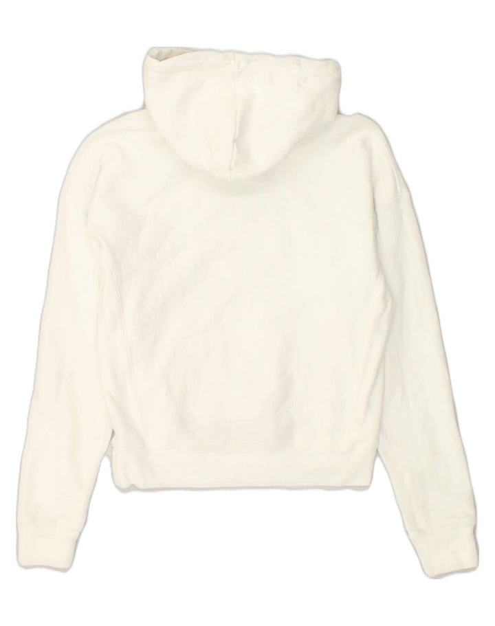 CHAMPION Womens Hoodie Jumper UK 6 XS White Cotton | Vintage Champion | Thrift | Second-Hand Champion | Used Clothing | Messina Hembry 