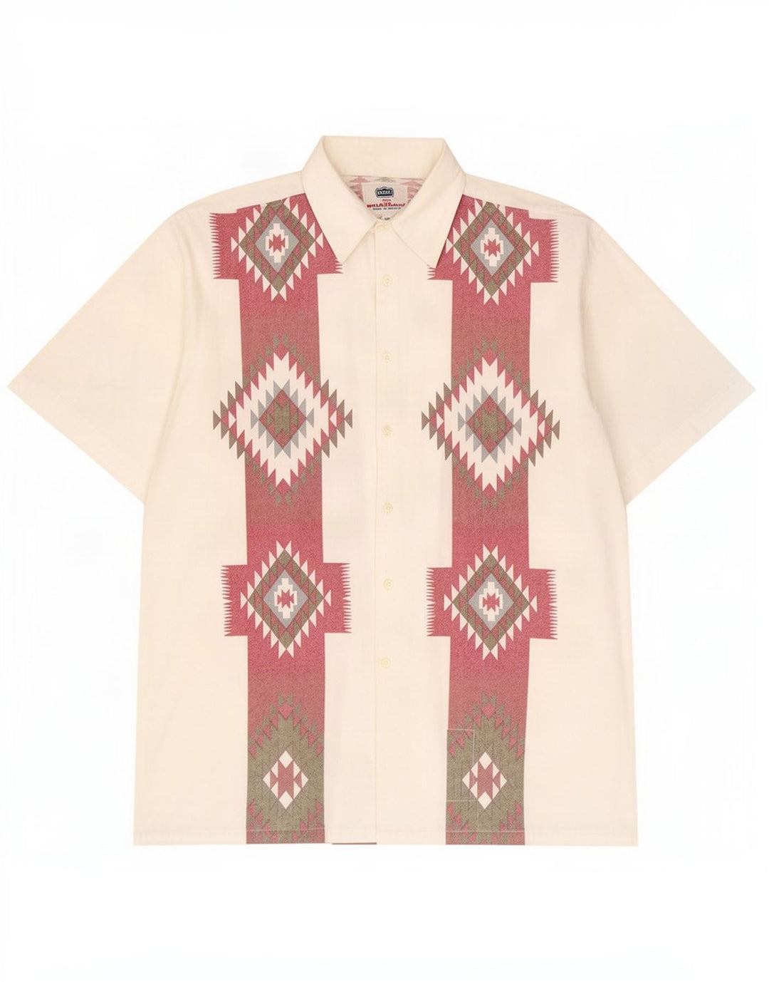 Rocky Kortærmet Herreskjorte Small Off White Geometric