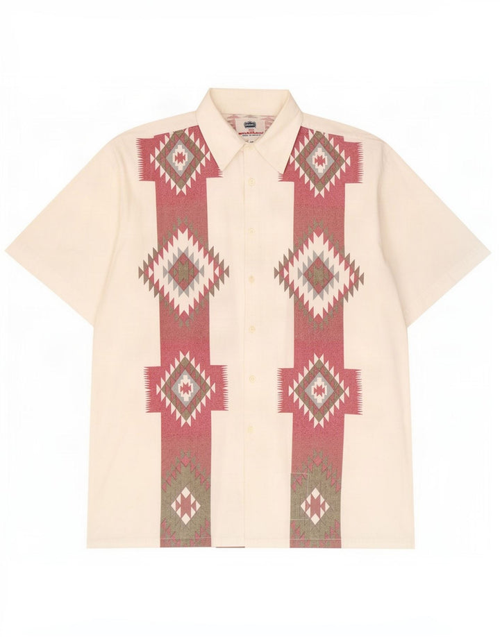 Rocky Kortærmet Herreskjorte Small Off White Geometric