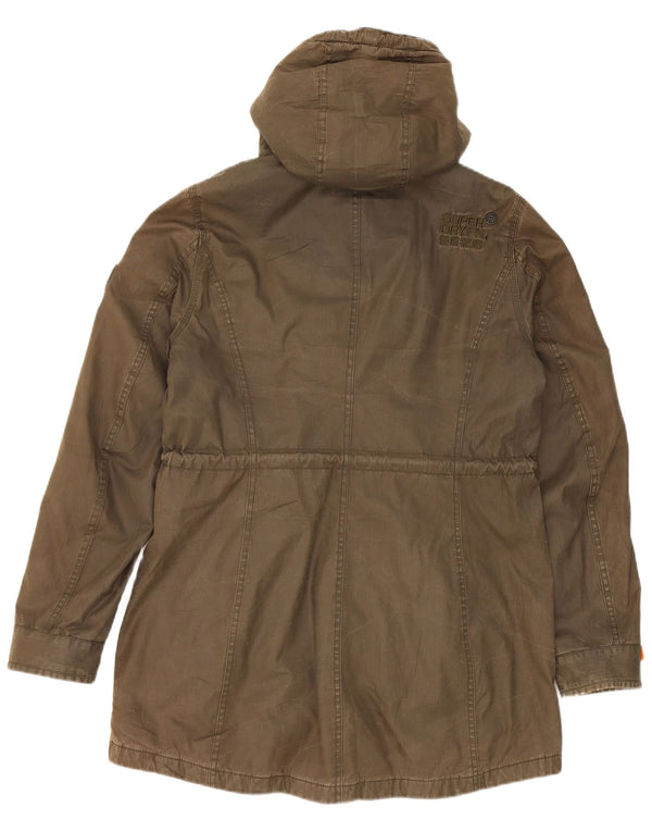 Superdry Parkajakke med hætte til mænd UK 40 Stor Khaki Polyester
