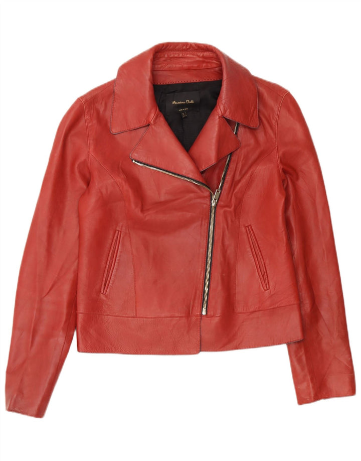 Massimo Dutti Herre Læder Biker Jacket UK 36 Lille Rødt Læder
