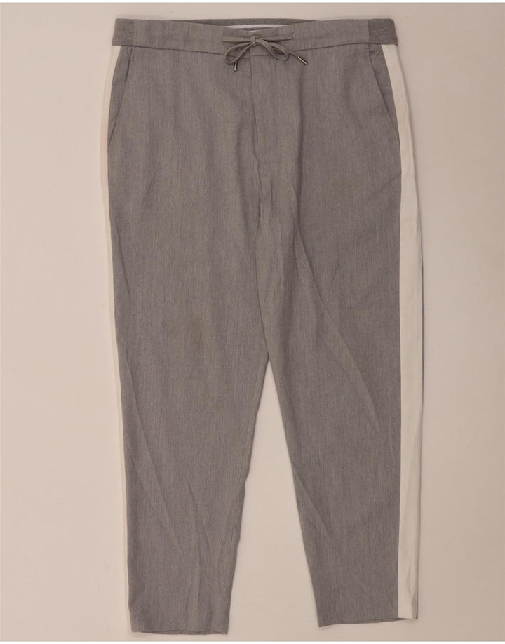Zara koniske chinosbukser til kvinder Large W32 L26 Grå Colourblock Polyester