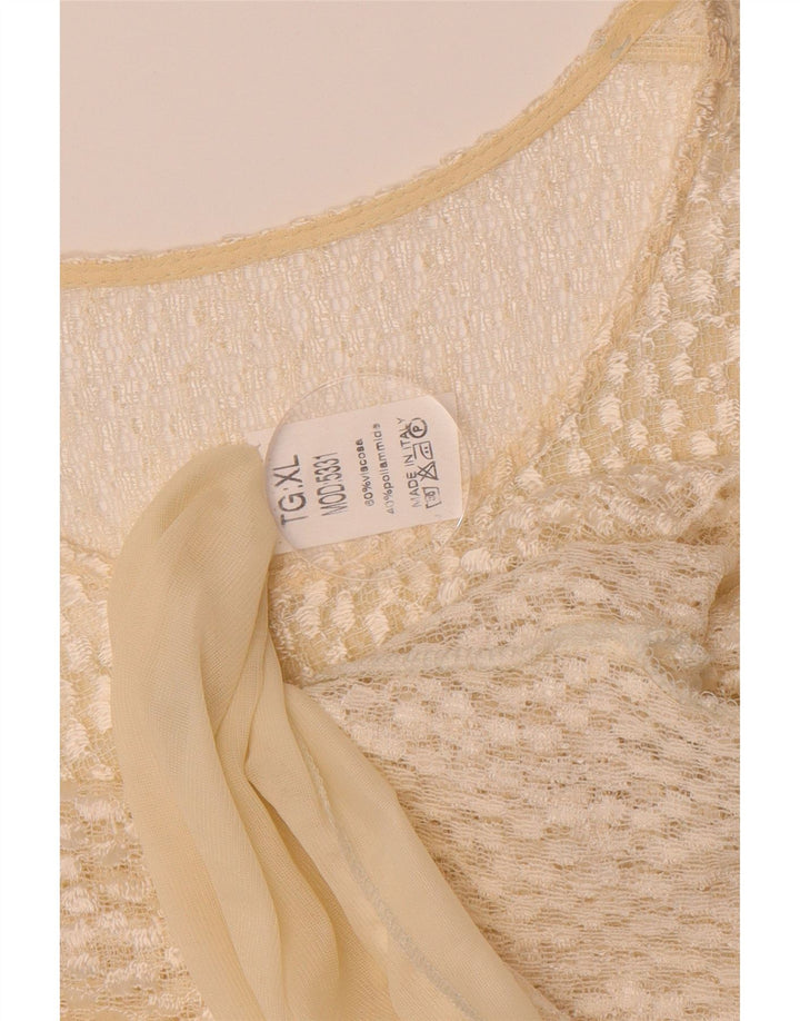 VINTAGE Womens See Through Blouse Top UK 18 XL Off White Viscose Vintage Vintage and Second-Hand Vintage from Messina Hembry 