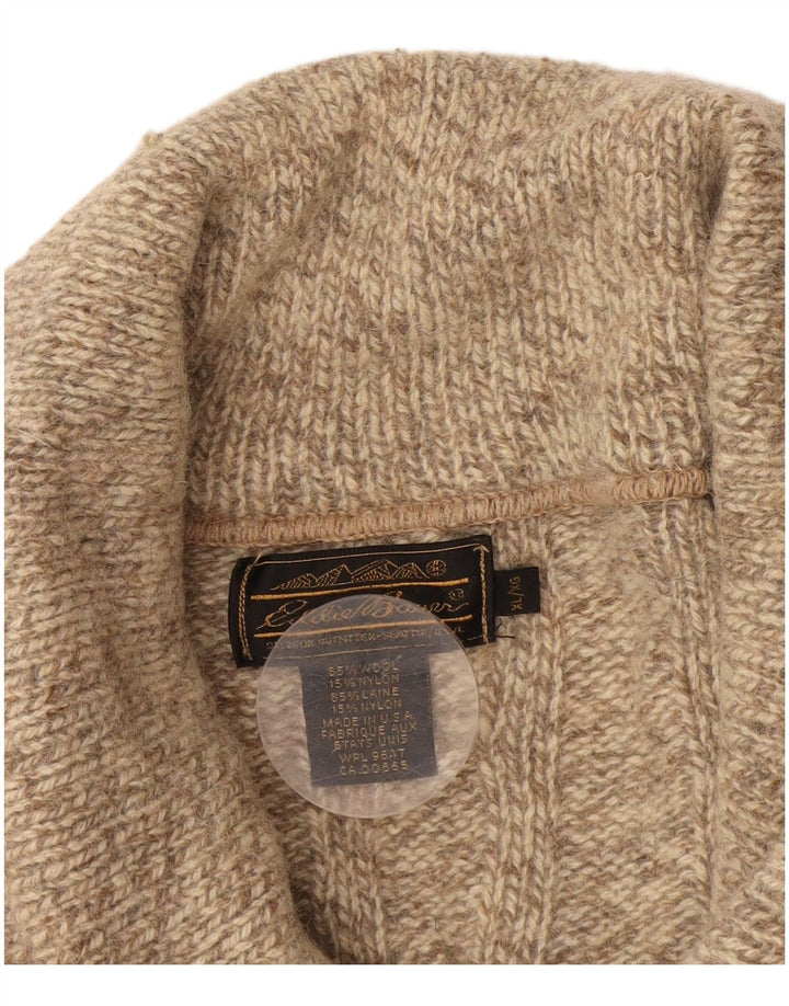 Eddie Bauer Herre Loose Fit Cardigan Sweater XL Beige Flecked Wool
