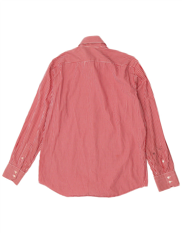 Hugo Boss Herre Regular Fit skjorte str. 41 16 Large Red Gingham Cotton