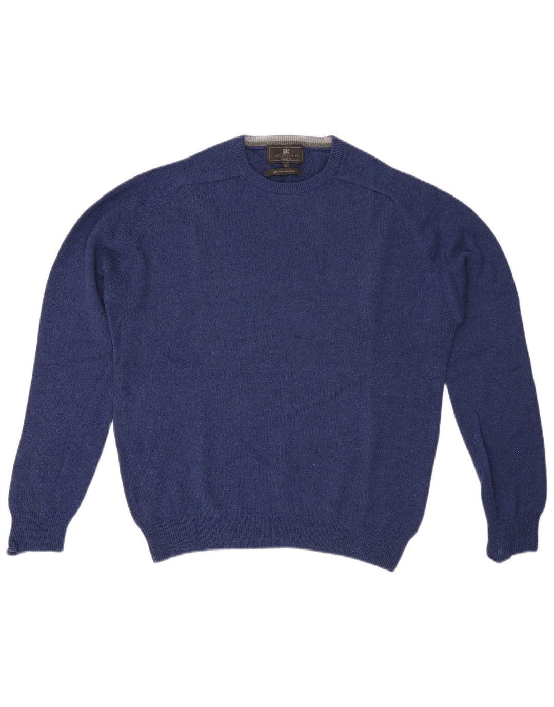 Marks & Spencer Herre Regular Fit Crew Neck sweater Medium Blue Wool