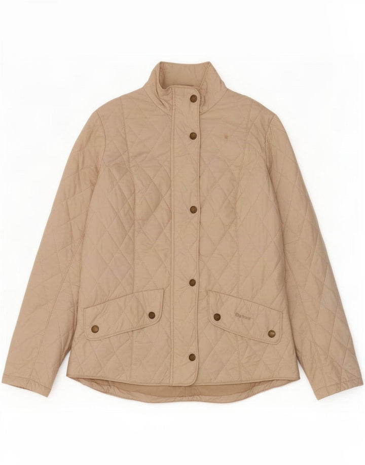 Barbour Quiltet jakke til kvinder UK 14 Stor Beige Nylon