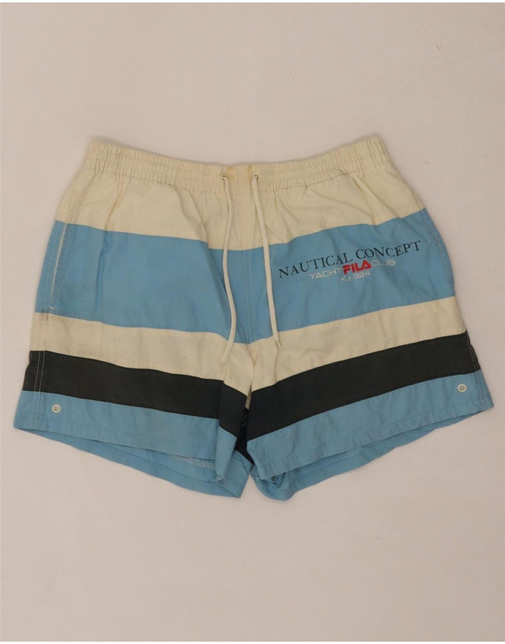 FILA Mens Graphic Swimming Shorts IT 50 Large  Multicoloured Striped Vintage Fila and Second-Hand Fila from Messina Hembry 