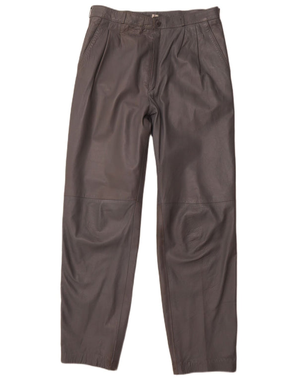 VINTAGE Højtaljede bukser til kvinder IT 46 Large W30 L31 Grå læder