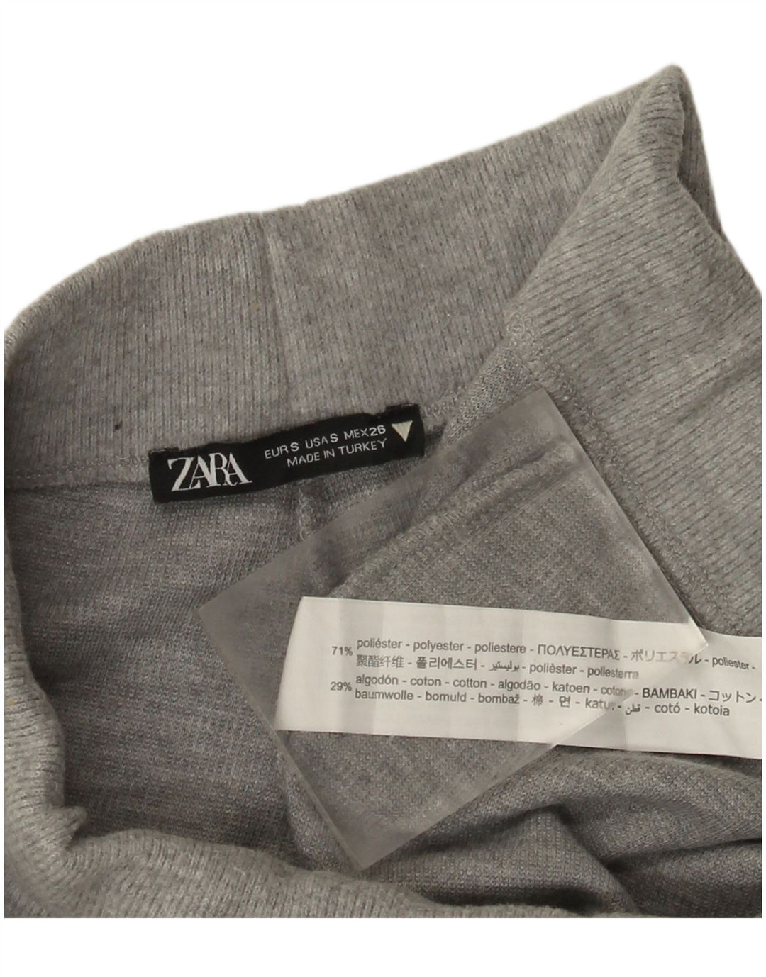 Zara Træningsdragtsbukser til kvinder UK 8 Small Grå Flecked Polyester