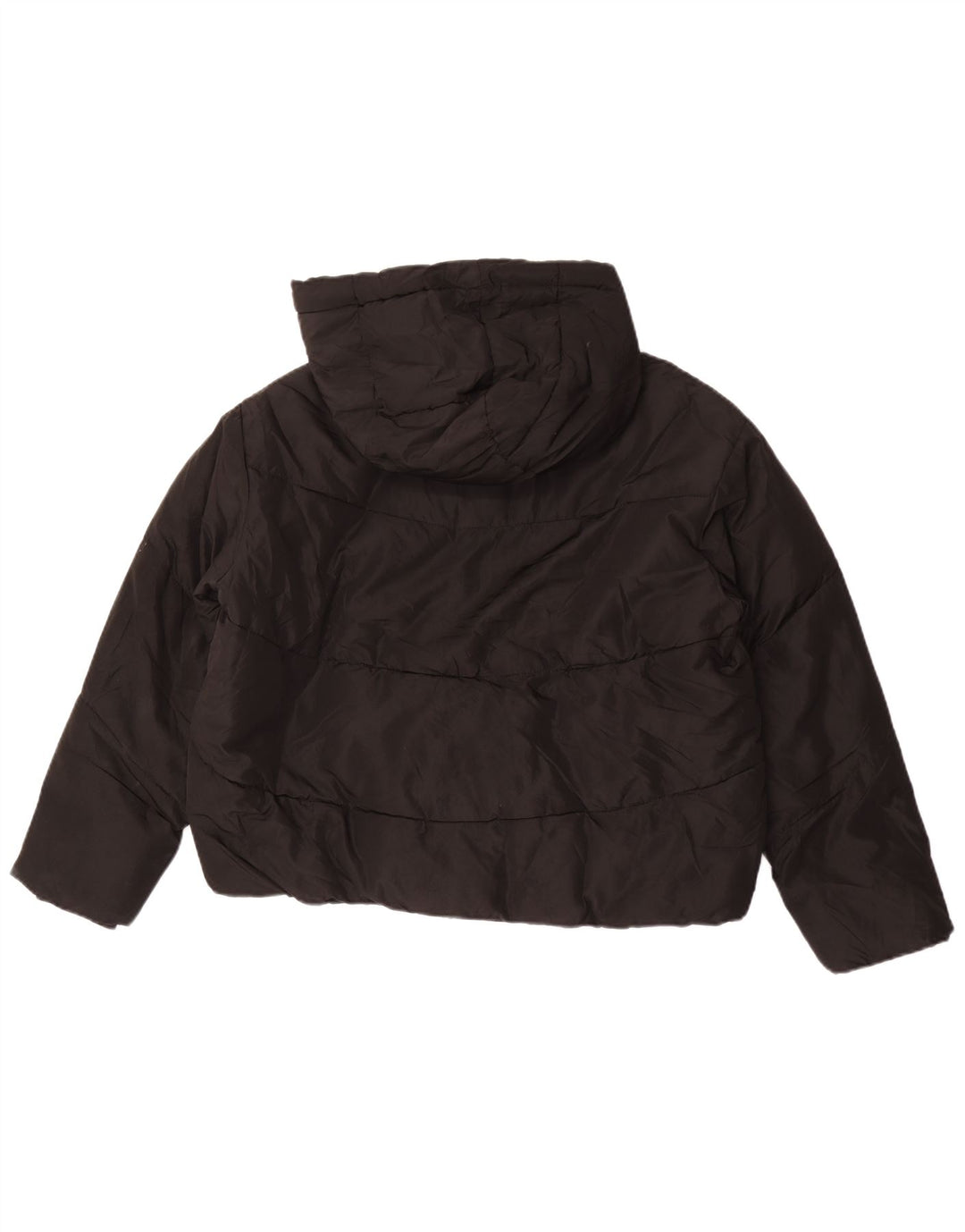 Zara Womens Oversized Crop hættepolstret jakke UK 10 Small Black Polyester