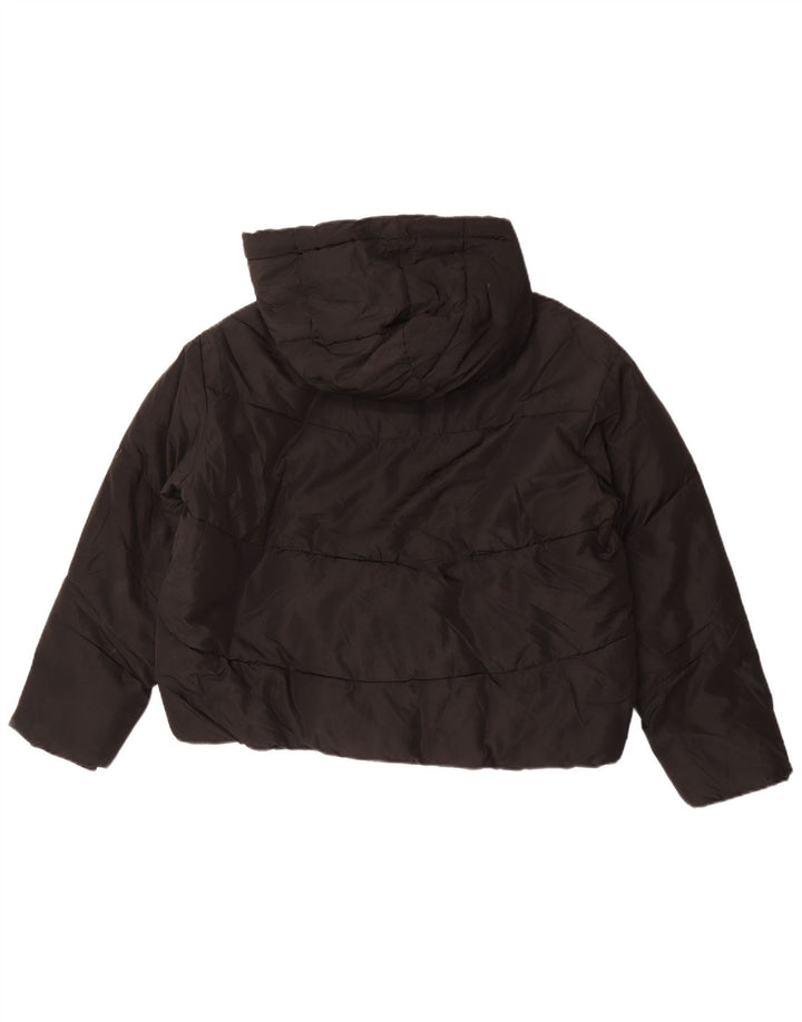 Zara Womens Oversized Crop hættepolstret jakke UK 10 Small Black Polyester