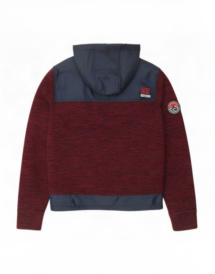 Superdry Hættetrøje med lynlås til mænd Large Burgundy Colourblock Polyester