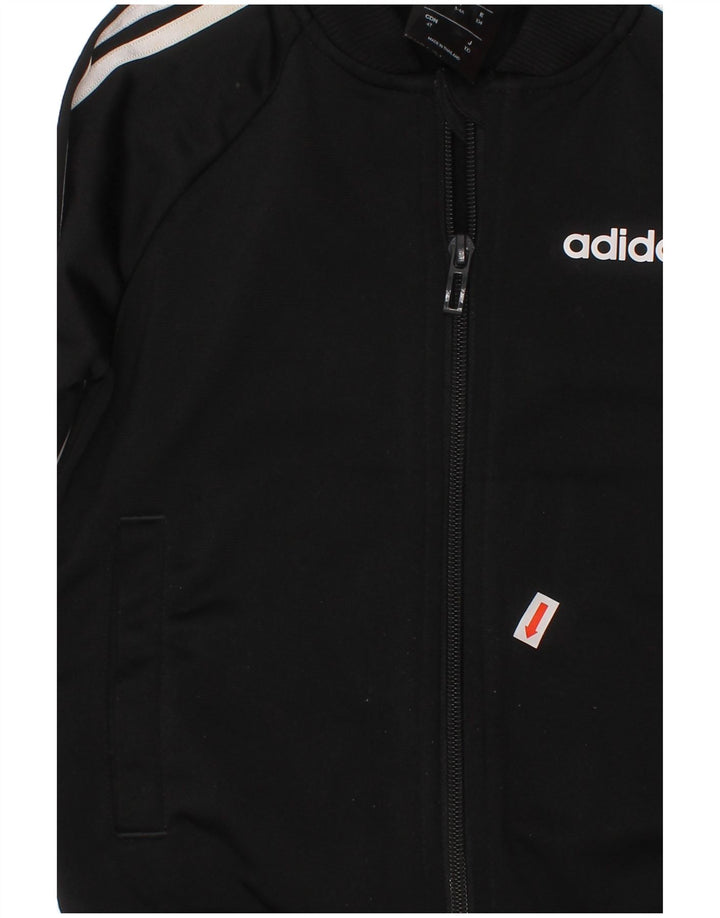 ADIDAS Boys Tracksuit Top Jacket 3-4 Years Black Polyester