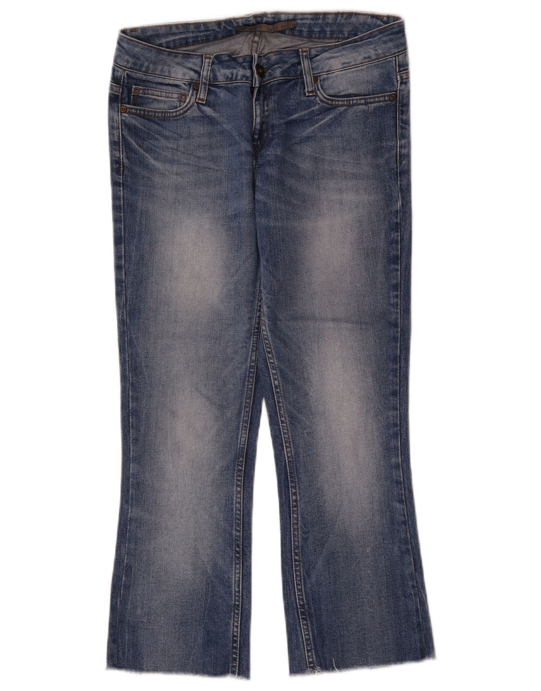Zara Dame Cropped Jeans EU 36 XS W26 L24 Blå