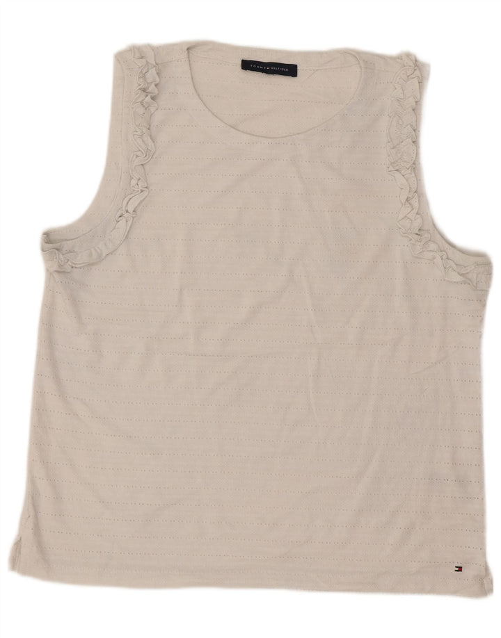 TOMMY HILFIGER Dame ærmeløs bluse Top UK 18 XL Hvid Polyester