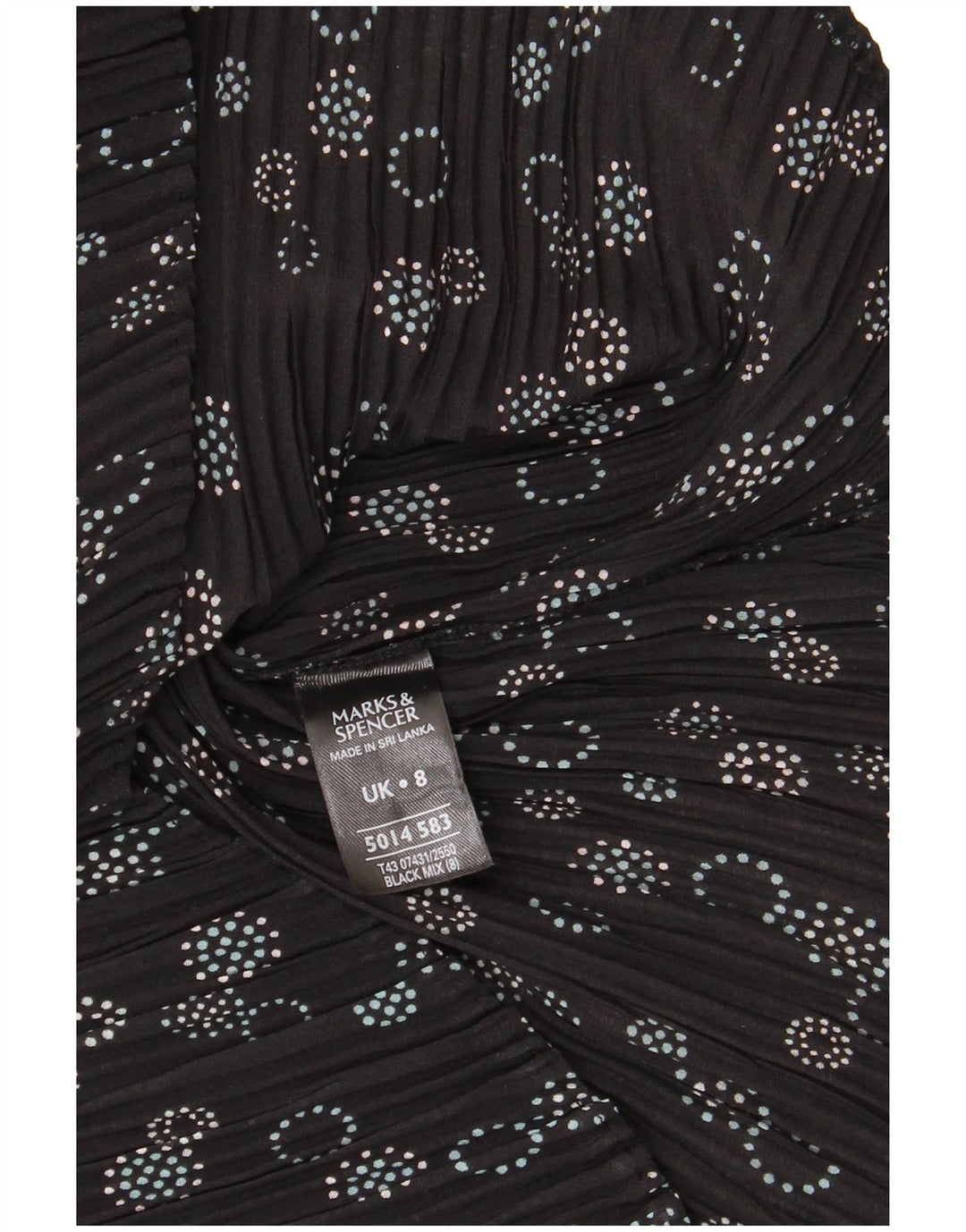 Marks & Spencer skjortebluse til kvinder UK 8 Lille sort geometrisk polyester